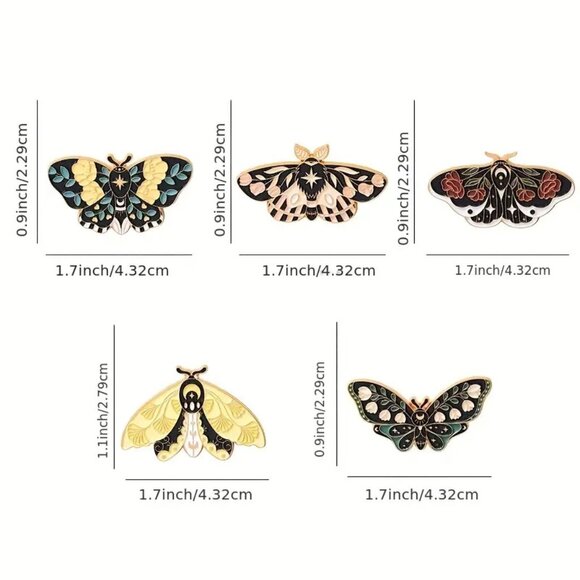 Set of (5) Beautiful Floral Moth Pins - Brand-New! - Picture 13 of 13